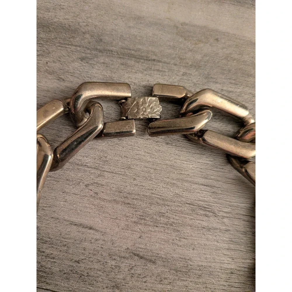 Chunky Silver Tone Link Chain Statement Necklace